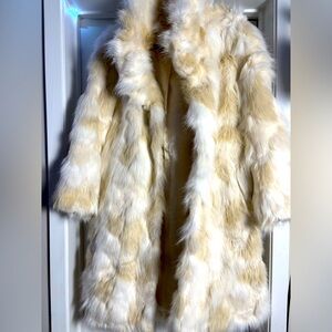 IMAN Faux Fur Midi Length Coat